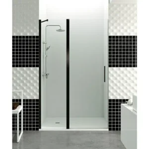 Paroi de Douche Frontale PADEL100A 120x95cm 1Porte Fixe +1Porte Pivotante Noir/Transp PA1120A NEGRO