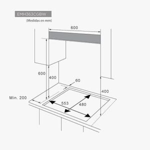 Plaque à Gaz EAS ELECTRIC Verre 3 Foyers 60cm Triple Anneau Fonte Blanche EMH363CGBW