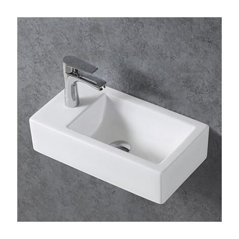 Vasque à Fixer PICOLO Gauche 45,5×25,5x12cm Blanc Brillant