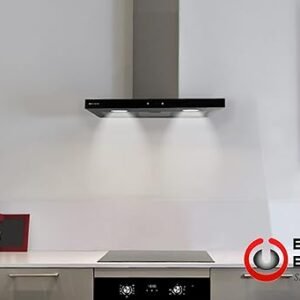 Hotte Décorative EAS ÉLECTRIC 90cm Type T 800M3 / H Verre Noir / Inox EMRH908BX