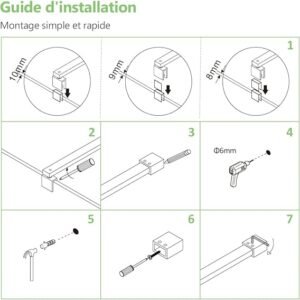 BRAS de Fixation pour Latéral Paroi de Douche Fixe Extensible 120cm Noir