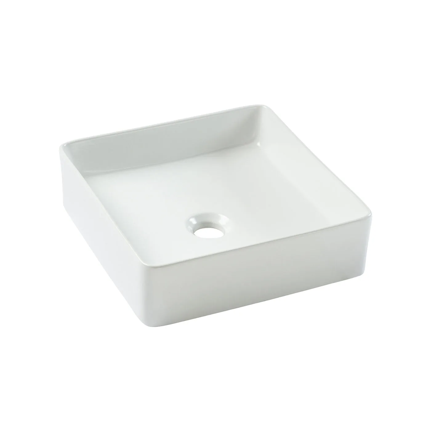 Vasque à Poser IBI Blanc 38x38x14cm Blanc Brillant