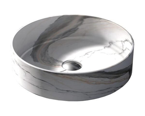 Vasque à Poser GARDA 35,5×11,5cm Blanc Marbré Mat