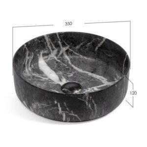 Vasque à Poser COMO 35,5×11,5cm Noir Marbré Mat
