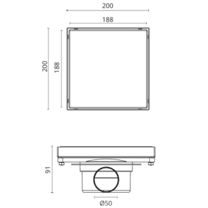 Siphon Sol de Douche Carré LINE 200x200mm Chrome BK4020601