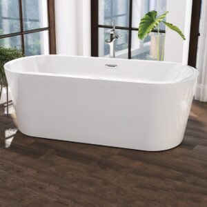 Baignoire Ilot en Acrylique DANUBIO Blanc Mat avec Vidage Automatique 170x80x60cm