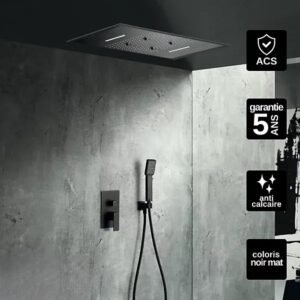 Colonne de Douche Mono à Encastrer SUMATRA avec Plafonnier Pluie Noir Mat GTS019-P/NG
