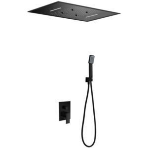 Colonne de Douche Mono à Encastrer SUMATRA avec Plafonnier Pluie Noir Mat GTS019-P/NG