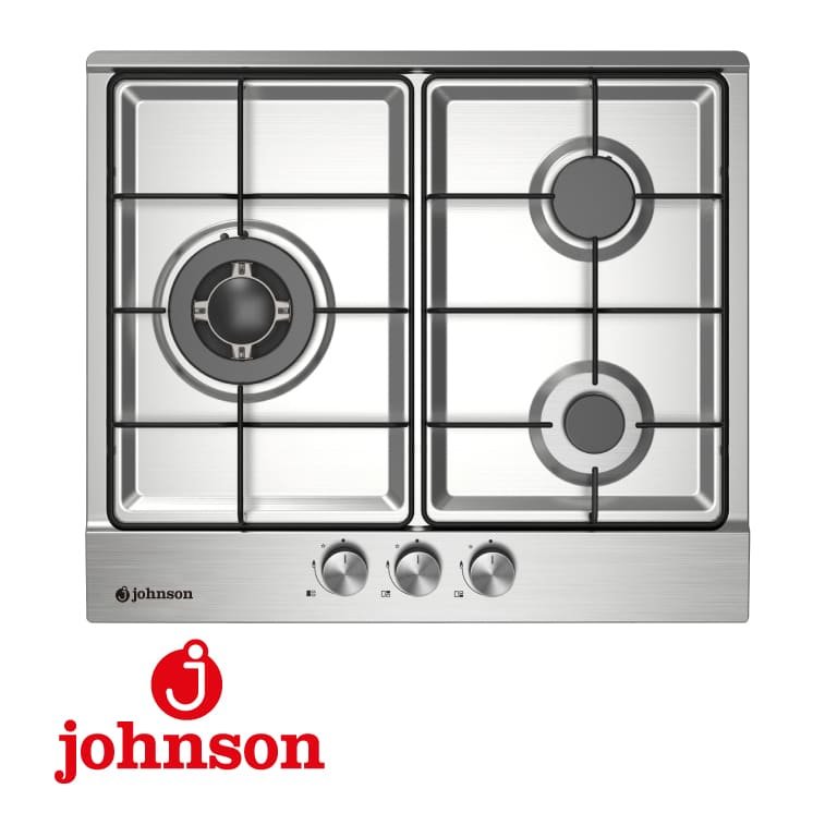 Plaque à Gaz JOHNSON Inox 3 Foyers 60cm Triple Anneau JAMA3BX1