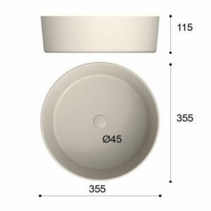Vasque à Poser OSIRIS 35x35x12cm Rond Crème Mat
