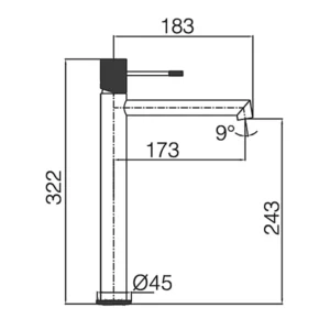 MITIGEUR BEC HAUT LAVABO LINE NOIR MAT BDD038-3NG