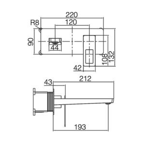 Mitigeur Mural pour Lavabo SUECIA Chrome BDC032-4