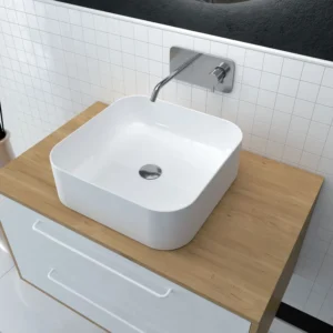 Vasque à Poser 1011GW 40x40x13,5cm Blanc Brillant