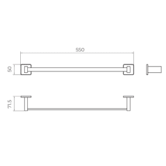 Porte Serviettes 50cm TECHNIC Noir Mat CAT002-04/NG