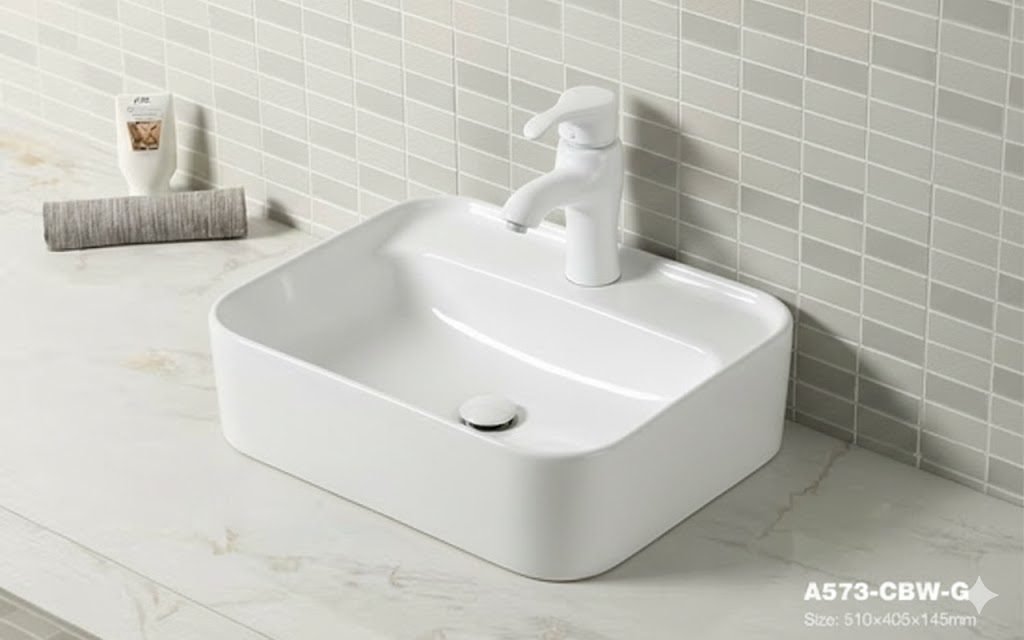 Vasque à Fixer 3024GW 51x40x14cm Blanc Brillant