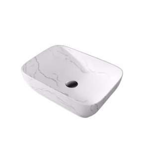 Vasque à Poser BELICE 45,5x32x13,5cm Blanc Marbré Mat