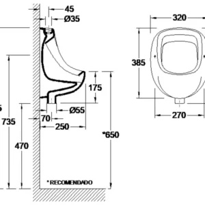 Pack Urinoir Complet Alimentation Arrière (Robinet Poussoir + Vidage)