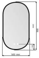Miroir Led TOKYO 90X50cm One Touch Antibuée Contour Noir TOKY022/90NG