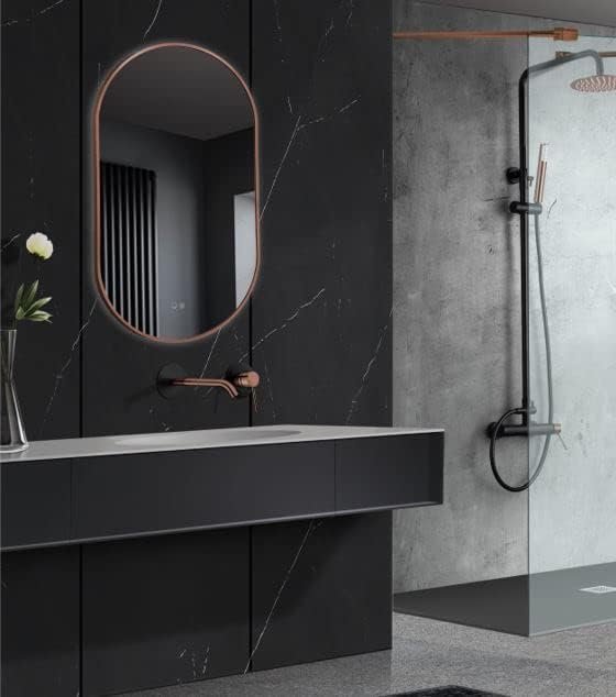 Miroir Led TOKYO 90x50cm One Touch Antibuée Contour Or Rose TOKY022/90OR