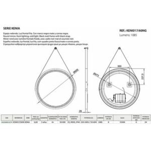 Miroir Led KENIA 60cm Contour Noir KENI017/60NG