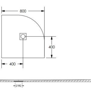 Receveur de Douche en Résine Semi-Circulaire Blanc 80x80cm + Bonde + Grille