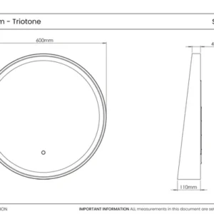Miroir Led ALEMANIA 60cm One Touch Antibuée Contour Noir ALEM005/60NG