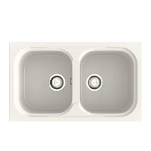 MALAQUITA Évier en Résine 2 Bacs Blanc 82,5×49,5 BL108LMC