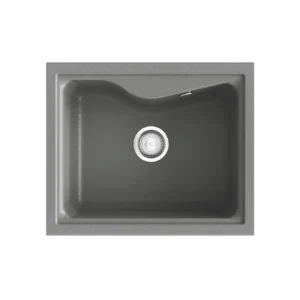 CITY 1C Évier en Résine 1 Bac 61,5×50,5x22cm Gris Brillant SS320C