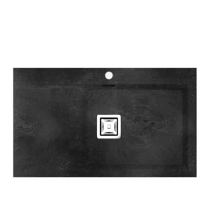 KOBUS 86 Haut Évier en Résine 1 Bac+Égouttoir Droit 85,5x52x20cm Noir Mat BS813DC(Avec Défauts)