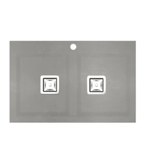 KOBUS 80 Bas Évier en Résine Bas 2 Bacs 80x52x20cm Gris Ash Mat AS826C