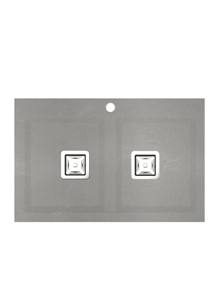 KOBUS 80 Bas Évier en Résine Bas 2 Bacs 80x52x20cm Gris Ash Mat AS826C