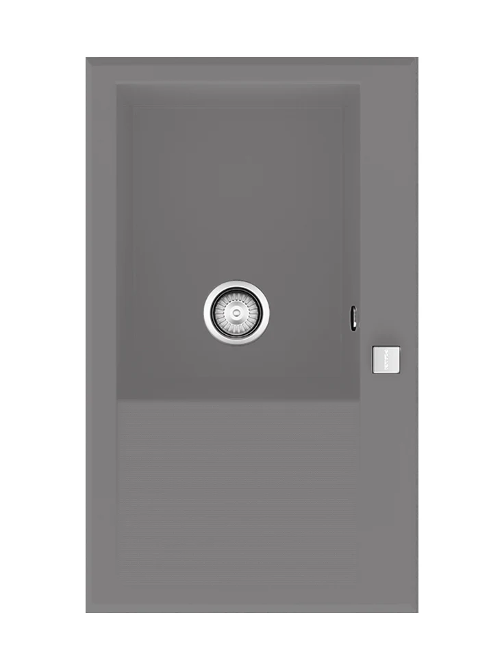 SHIRA 86 Évier en Résine 1 Bac+Égouttoir Droit Gris(Concret) CT503DC