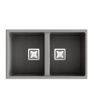 ZIE 70 évier en Résine 2 Bacs 75x45x20cm Ash Gris Mat AS184C