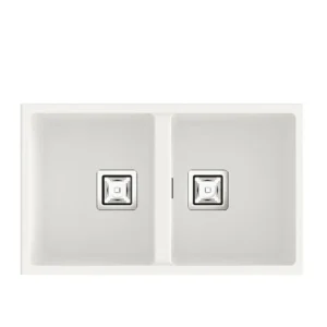 ZIE 70 évier en Résine 2 Bacs 75x45x20cm Blanc Mat BL184C