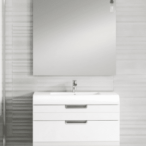 Set Meuble Susp 2T SUNNE 80x45x55cm Blanc + Lav 81cm Corian Blanc