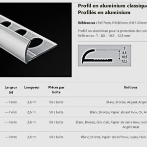 Profilé Alu Courbé 8,5mm Argent Brillant 2,6ml 00A85PB