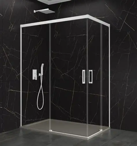 Paroi de Douche Angulaire COPENHAGUE 2P Fixes+2P Coulissantes 100x70cm Transp/Chr 26748