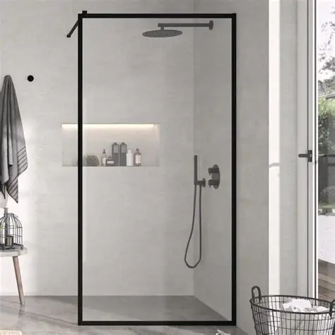 Paroi de Douche Fixe 90x195cm WALK-IN Tout le Contour Noir/Transp CASTEL PASO90M