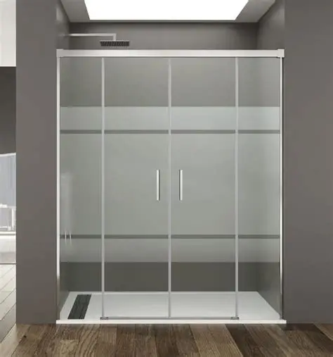 Paroi de Douche Frontale MALU 190x200cm 2Fix+2Coulissantes Chr/Sérigraphié CTESI DB9007251/DB9007151