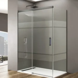 Paroi de Douche Frontale MALU 110x200cm 1Fixe+1Coulissante Gauche Chr/Sérigraphié CTESI DB0561122