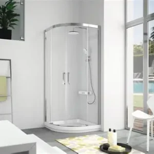 Paroi de Douche KASSANDRA Semi-Circulaire 2Fixes+2Coulissantes 75x75cm Chr/Transp 2Cartons FT3080