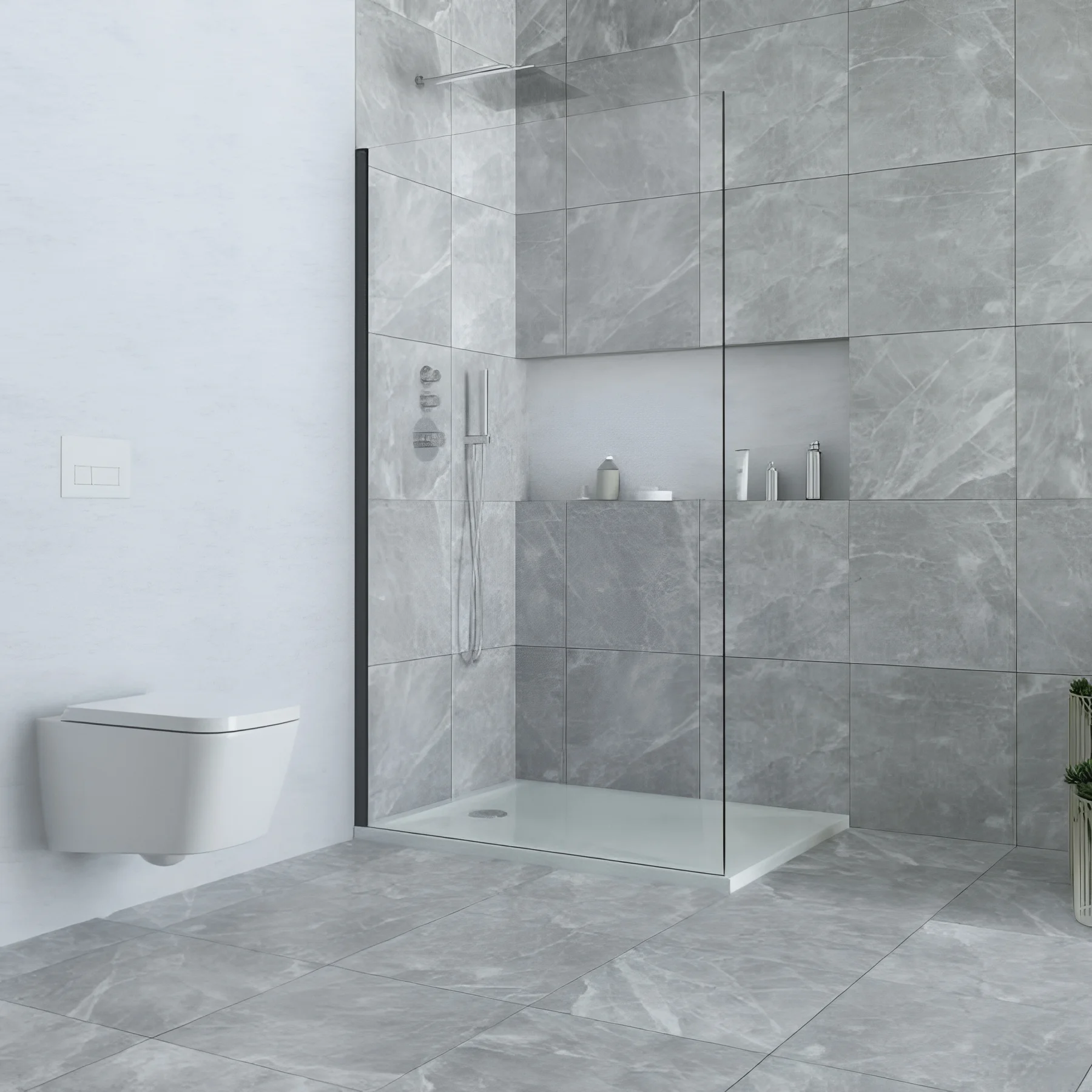 Paroi de douche Fixe WALK-IN 120x195cm Noir/Transp CASTEL WK120 NEGRA