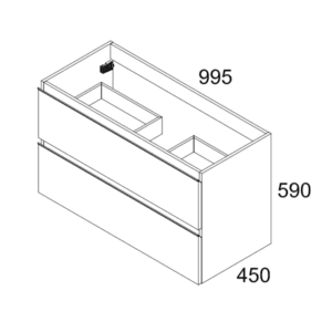 Meuble Susp 2T HANA 90x45x57cm Bois HMSR90