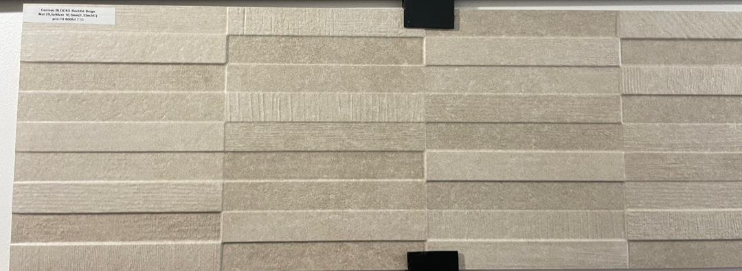 Carreau BLOCKS Rectifié Beige Mat 29,5x90cm 10,3mm(1,33m2/C)
