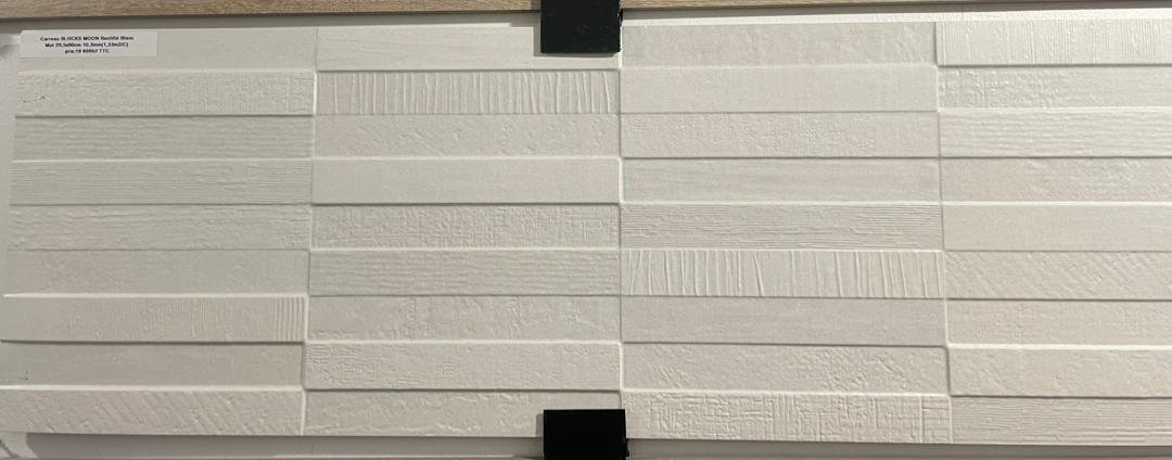 Carreau BLOCKS MOON Rectifié Blanc Mat 29,5x90cm 10,3mm(1,33m2/C)