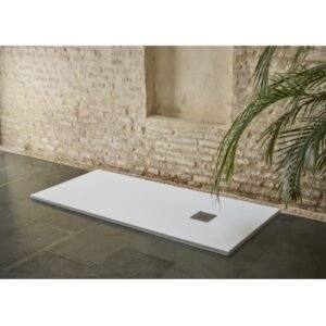 Receveur de Douche en Résine 140x80cm Blanc + Bonde + Grille