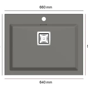 KOBUS 66 Bas Évier en Résine 1Bac 65,5x52x20cm Gris AS822C