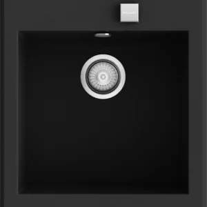 SHIRA 46 Évier en Resine1 Bac 47,5×51,5x22cm Noir Mat NL501C