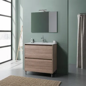 Meuble Sur Pieds 2T DECOLINE 100x45x85cm Chêne 21016/100