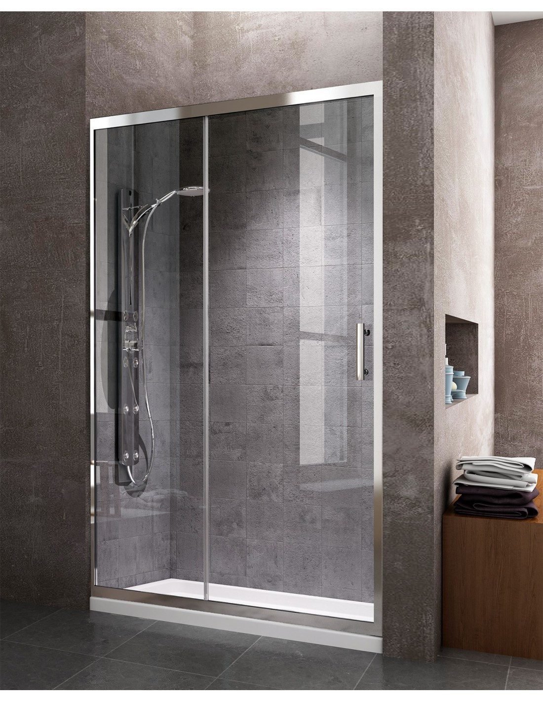Paroi de Douche Frontale COSMOS 1Fixe+1Coulissante 130x195cmTransparent/Chr CASTEL CS1130